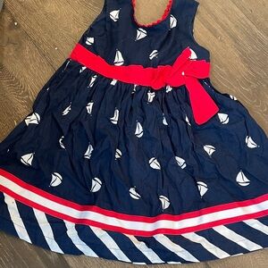 Blueberi Boulevard Navy and Red Sailboat Dress